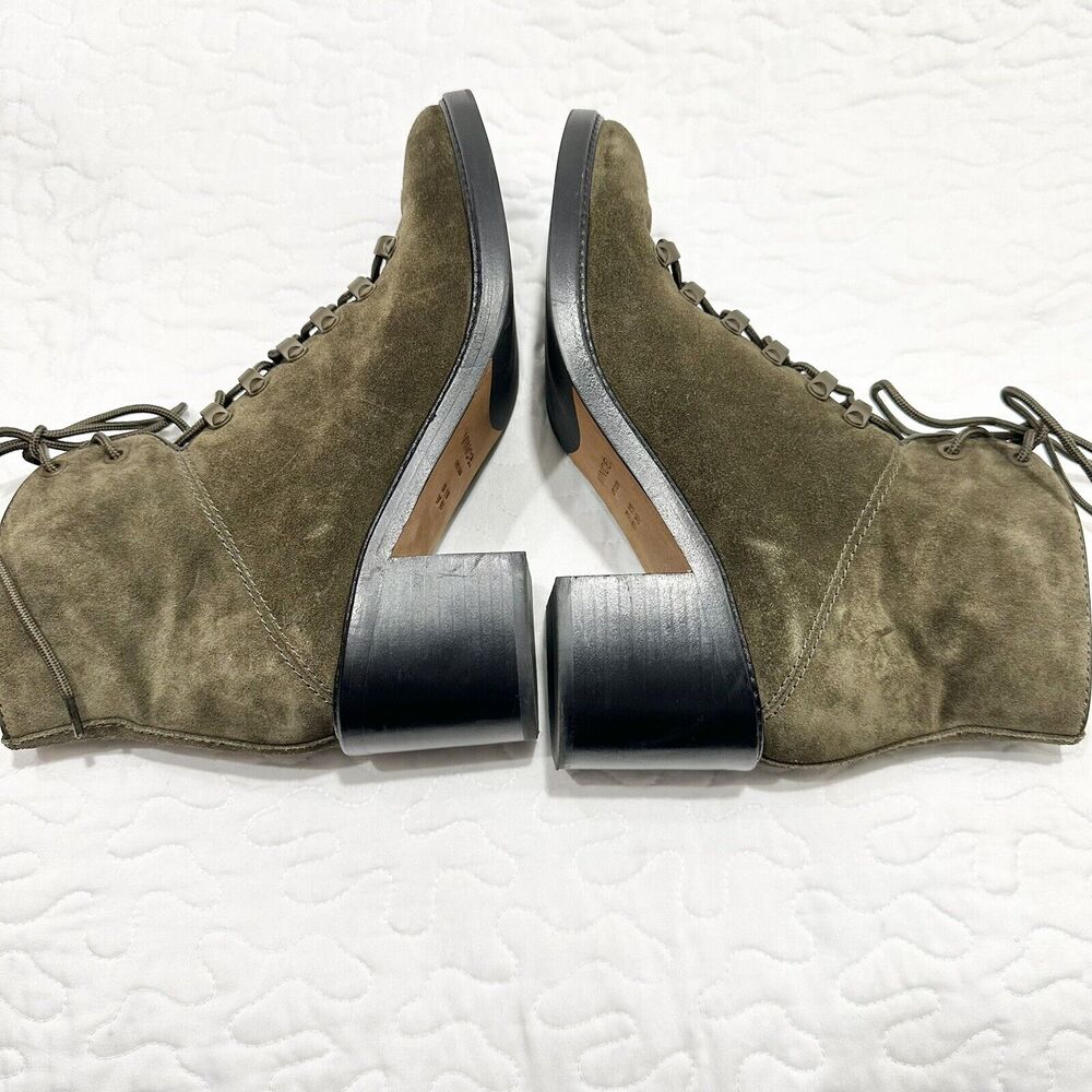 VINCE Falco Green Suede Padded Hiking Combat Military Boots Leather Heel Sz 9.5 - Picture 5 of 8